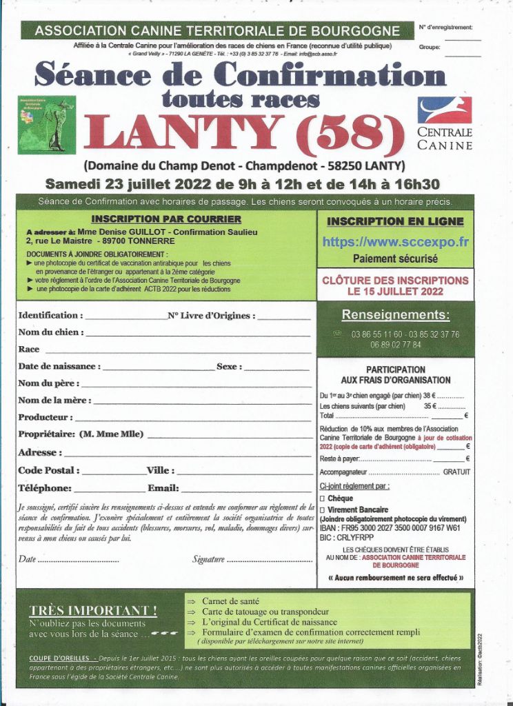 De La Terre De Chavals - SEANCE DE CONFIRMATION TOUTES RACES A LANTY 58250.