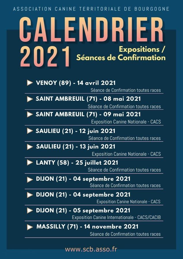 De La Terre De Chavals - CALENDRIER DES MANIFESTATIONS CANINES BOURGUIGNONNES 2021.